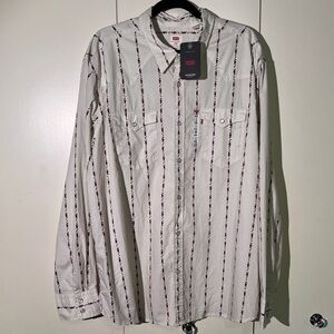 NWT Levi's Men's Western Stripped & Floral Pearl Snap Shirt - Size XXL